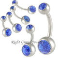 14G Non Dangle Jet CZ Gem Initial Belly Button Rings